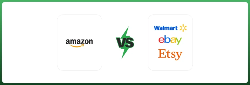Comparison of Amazon Marketplace with Walmart Marketplace, eBay, and Etsy for online selling.