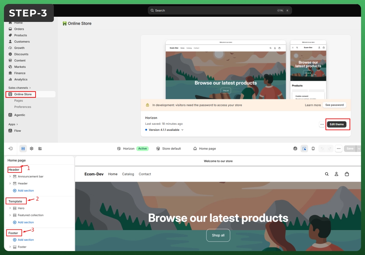 Step 3 customize your Shopify website design using the Shopify theme editor