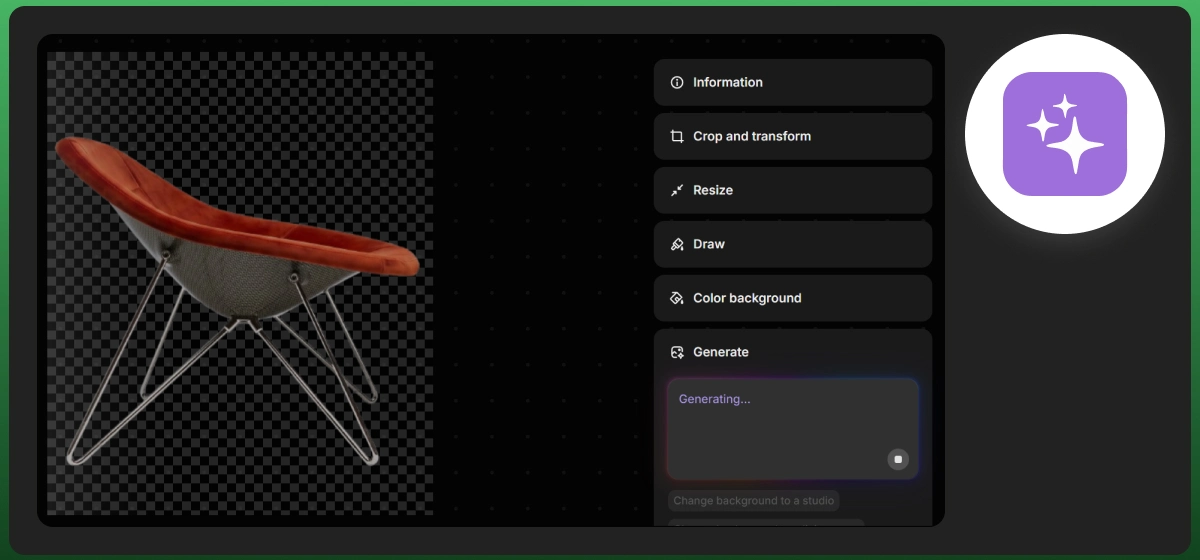 Adobe AI ecommerce search features showing AI-powered image editing and product background generation