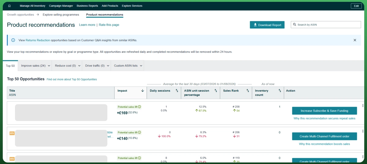 Amazon Product Opportunity Explorer for researching product niches, customer demand, and market opportunities