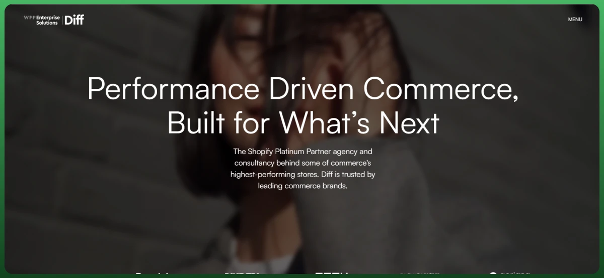 Diff Shopify Platinum Partner website offering performance-driven ecommerce solutions