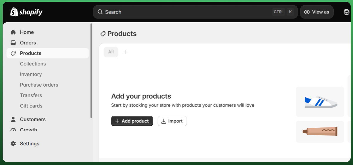 Shopify admin product page for adding digital products to an ecommerce store