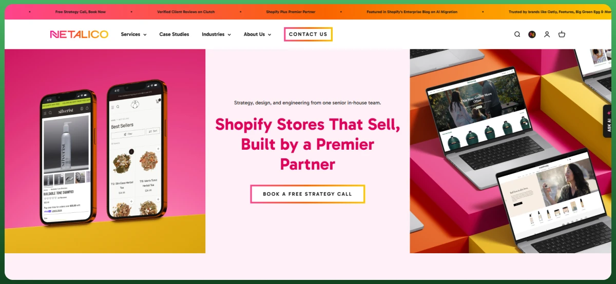 Shopify agency showcasing professional store development and ecommerce solutions for growing online businesses