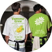 Custom branded apparel displayed in a creative branding campaign