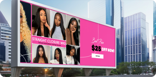 Digital billboard displaying a colorful advertising campaign