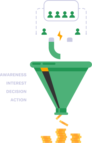 Ecommerce conversion optimization and sales funnel illustration