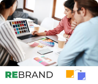 Creative team developing a rebranding concept