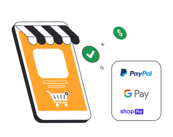 Shopify Plus checkout customization interface displaying payment options including PayPal, Google Pay, and Shop Pay