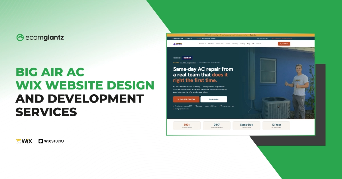 Big Air AC website redesigned by Ecomgiantz using Wix for improved user experience and responsive design
