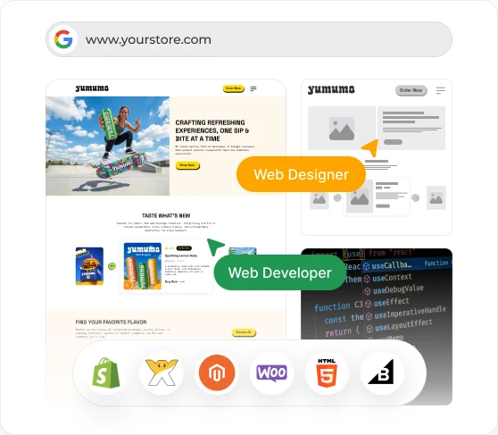 Ecommerce website development interface