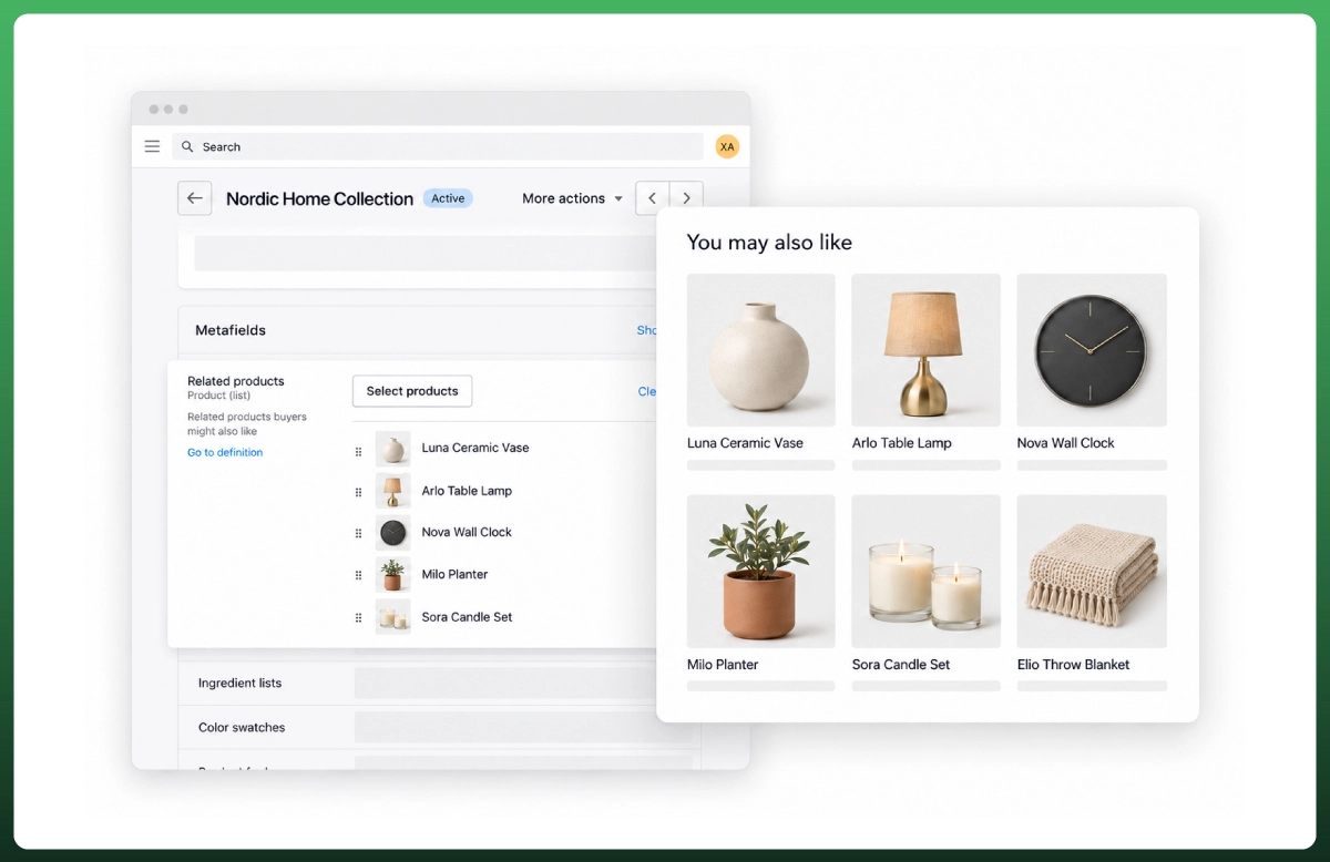 Shopify product management interface illustrating structured product data and ecommerce content management